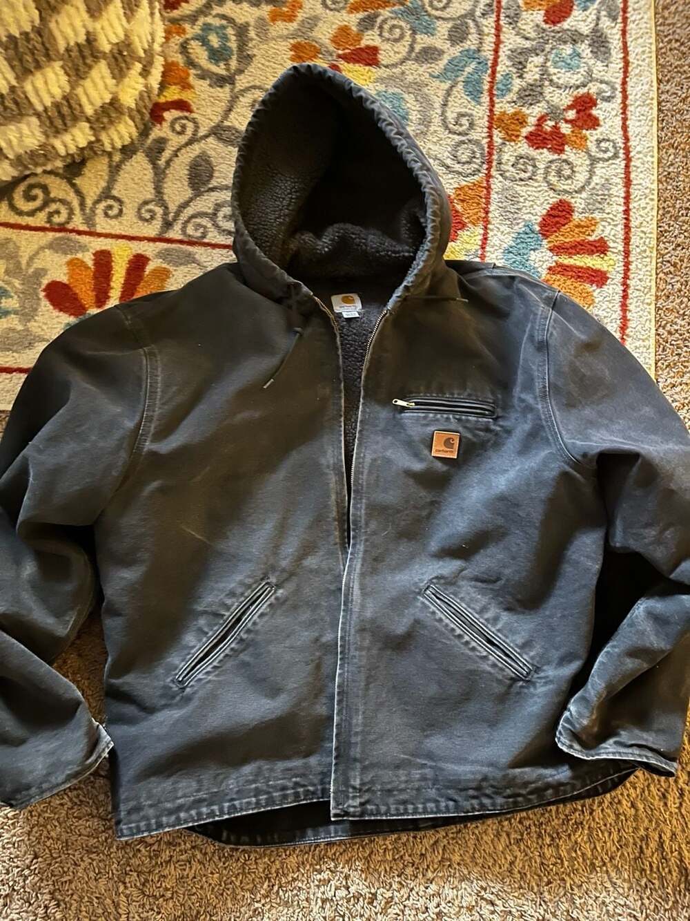 Carhartt Bartlett Sherpa-Lined Washed Duck Hooded Jacket Size 2XL